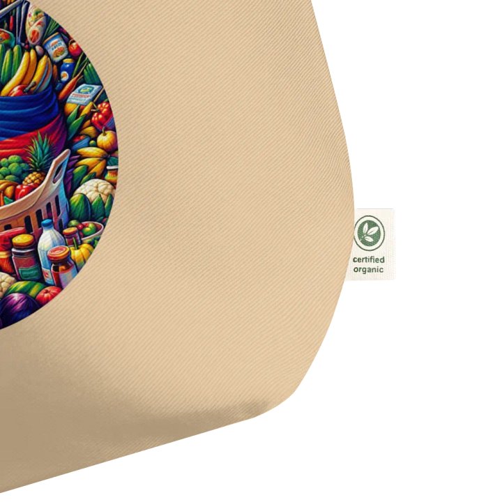 FILIPINO MARKET TOTE: VIBRANT GROCERIES MOSAIC BAG VERSATILE USE (ONE-SIDED), ORGANIC CREAM WIDE TOTE BAG product image (2)