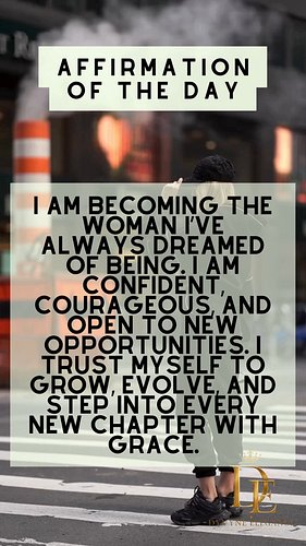 AFFIRMATION OF THE DAY ✨👑

“I am becoming the woman I prayed for.
I am confident, disciplined, radiant, and worthy of everyth...