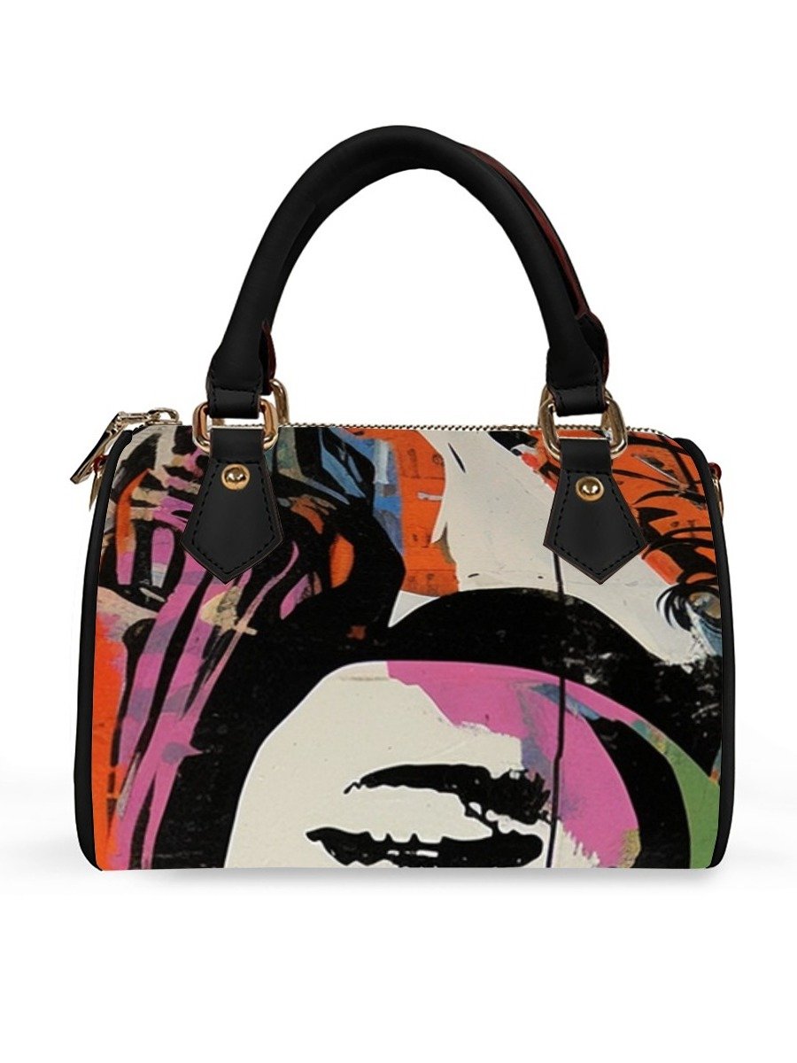 Urban Graffiti Print Satchel leather Handbag product image (2)