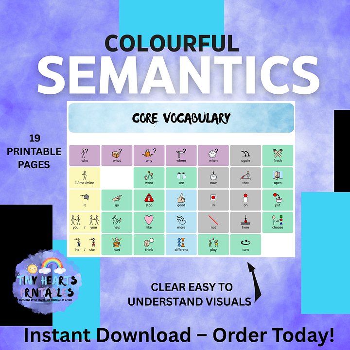 Colourful Semantics Vocabulary Boards | 19 Pages of Core & High Frequency Words | SEN, Visual Support, Speech & Language Printable product image (1)