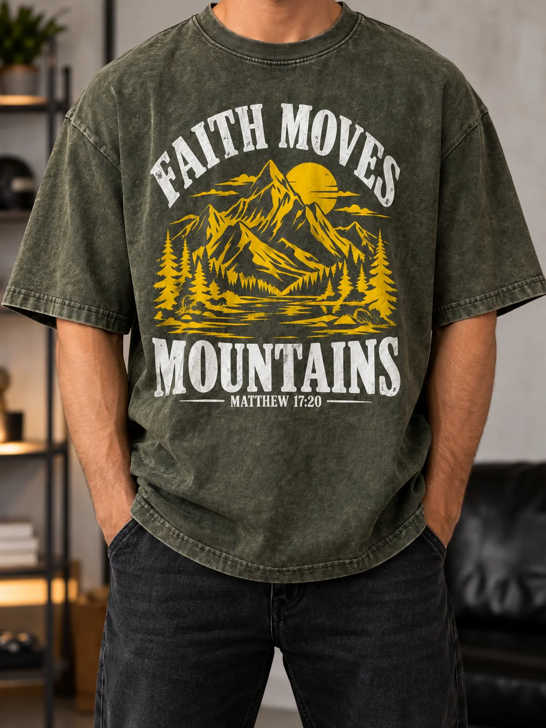 Faith Moves Mountains PNG | Christian T-Shirt Design | Matthew 17:20 product image (1)