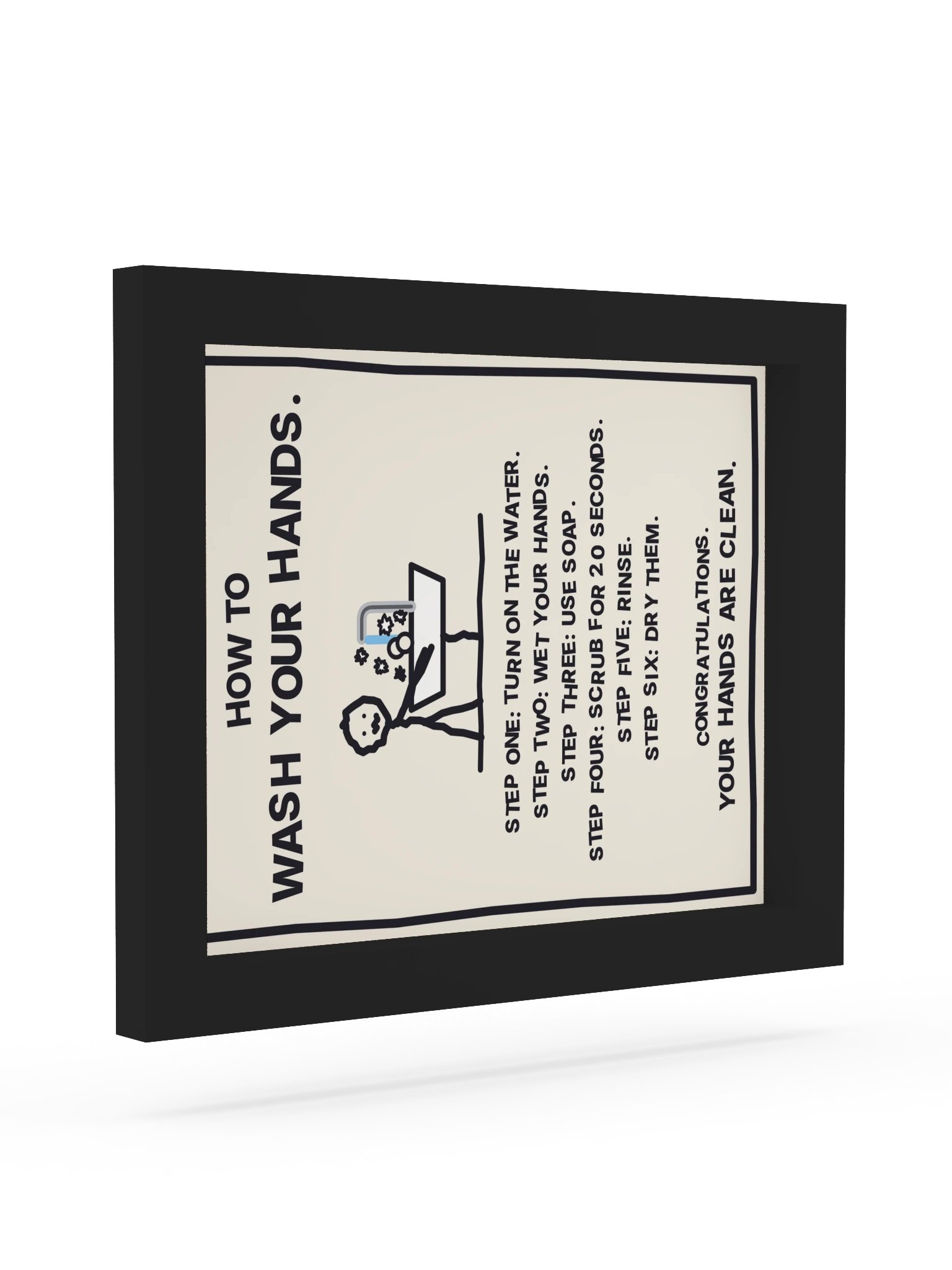How to Wash Your Hands (Framed Bathroom Sign) product image (13)