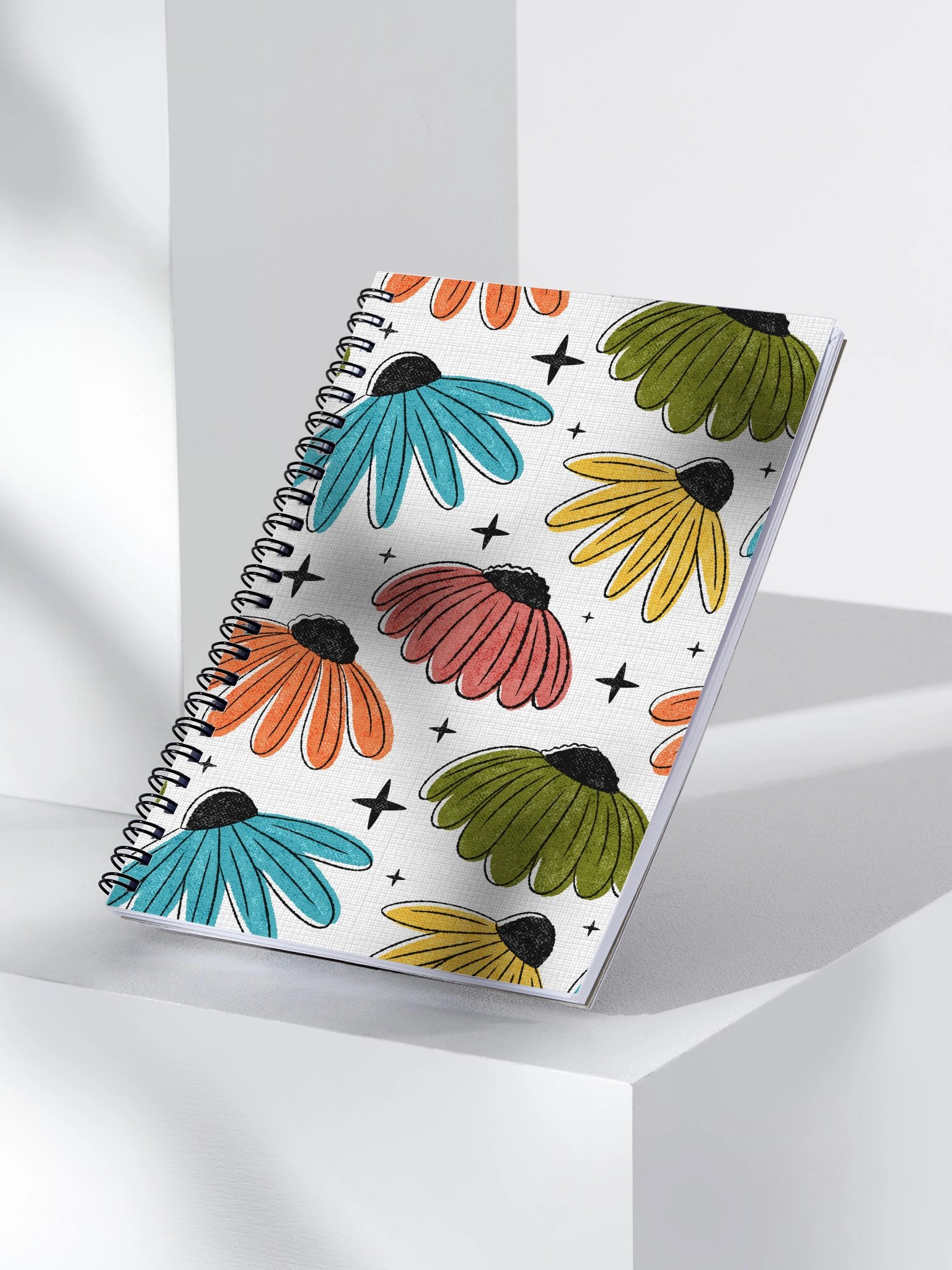 Retro Halftone Coneflowers Spiral Notebook product image (3)