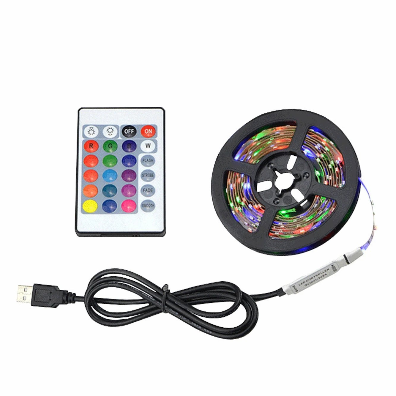 RGB & USB شريط إضاءة ليد ديكوري بطول 3 متر مع منفذ وريموت كنترول product image (9)
