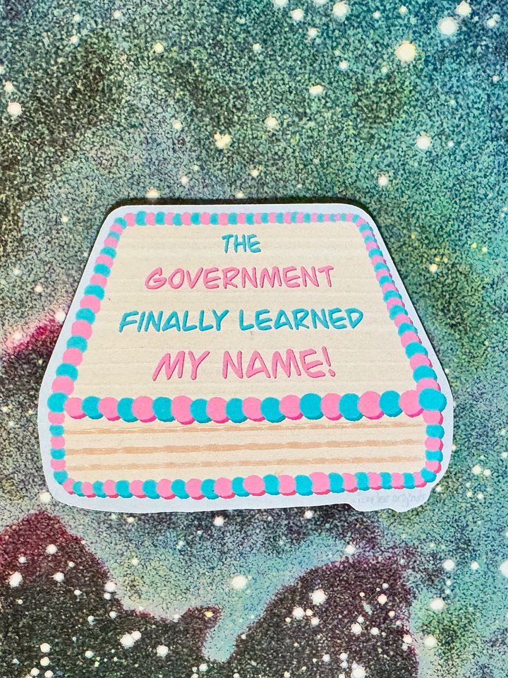 Name Change Celebration Cake Sticker product image (1)