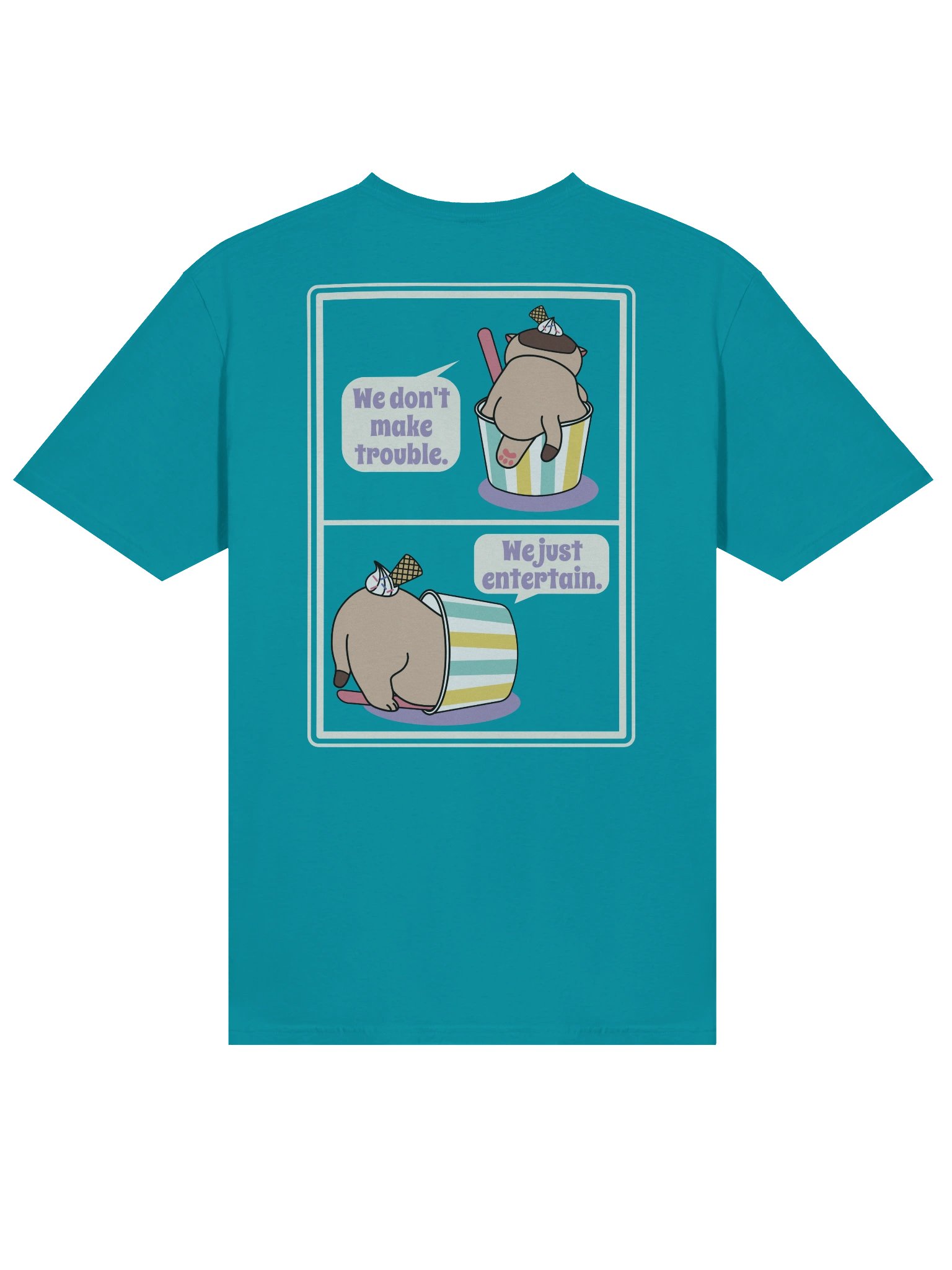 Sweet Trouble ( Ice Cream Cat - Left Chest and Back Prints) - Unisex Adult Super Soft Lightweight T-shirt product image (1)