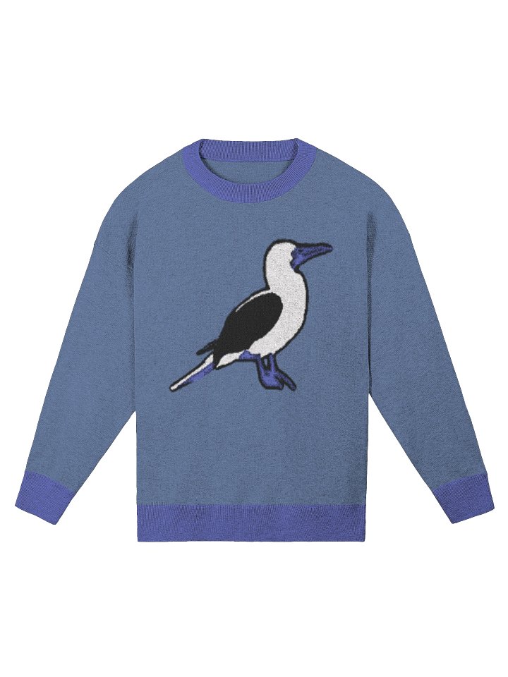Blue-Footed Booby Relaxed Jacquard Sweater – Knit Pullover with Birdwatcher Design product image (3)