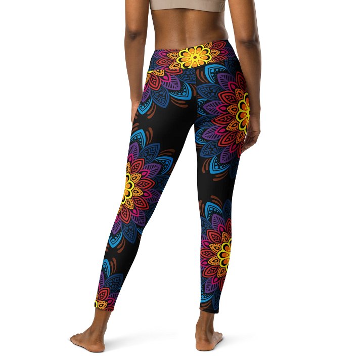 Mandala Burst High-Waist Yoga Leggings - Vibrant Floral Artistry product image (2)