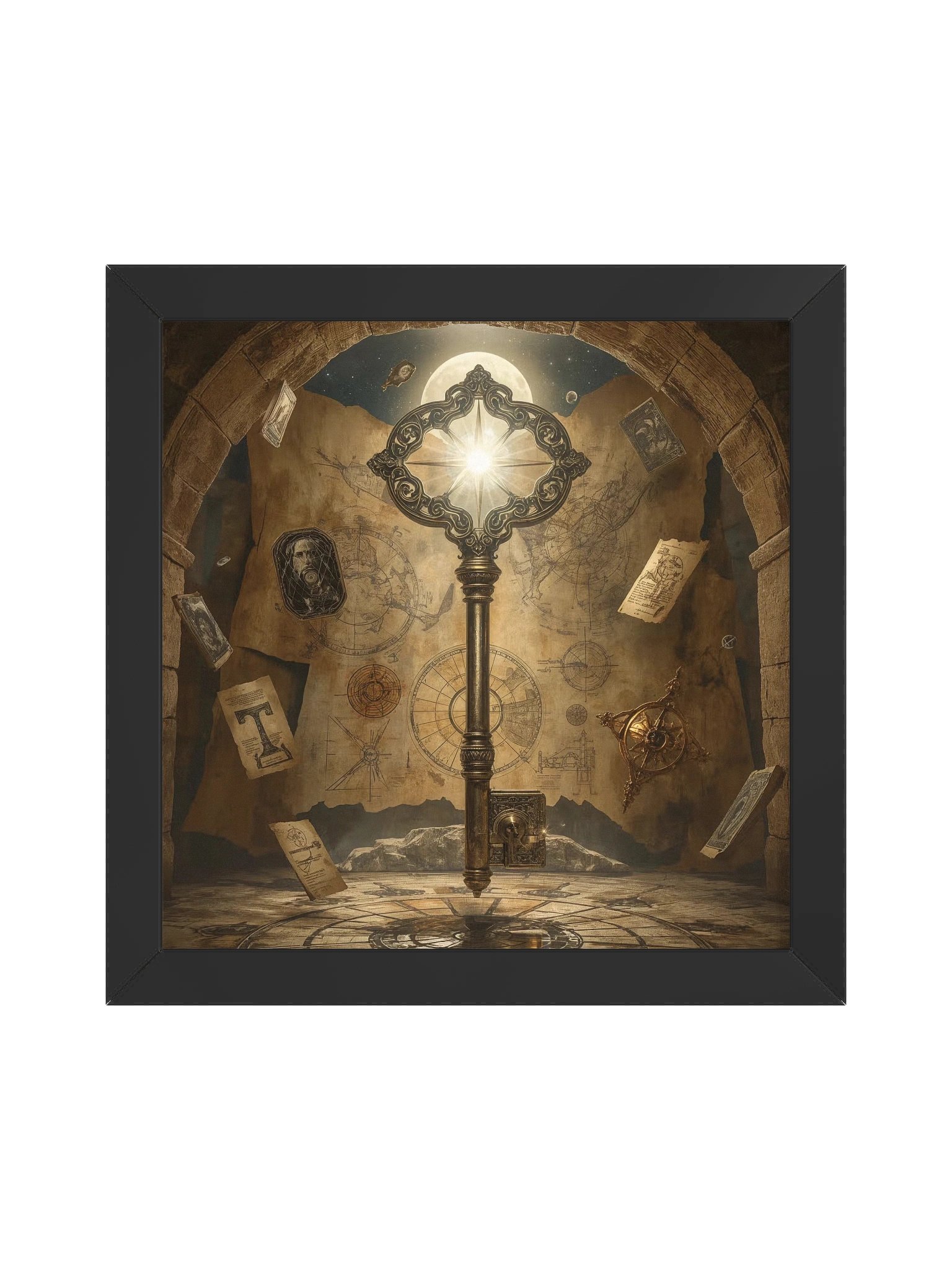 The Gatekeeper’s Key – Eternal Archive | Framed Square Poster (Black Frame) product image (1)
