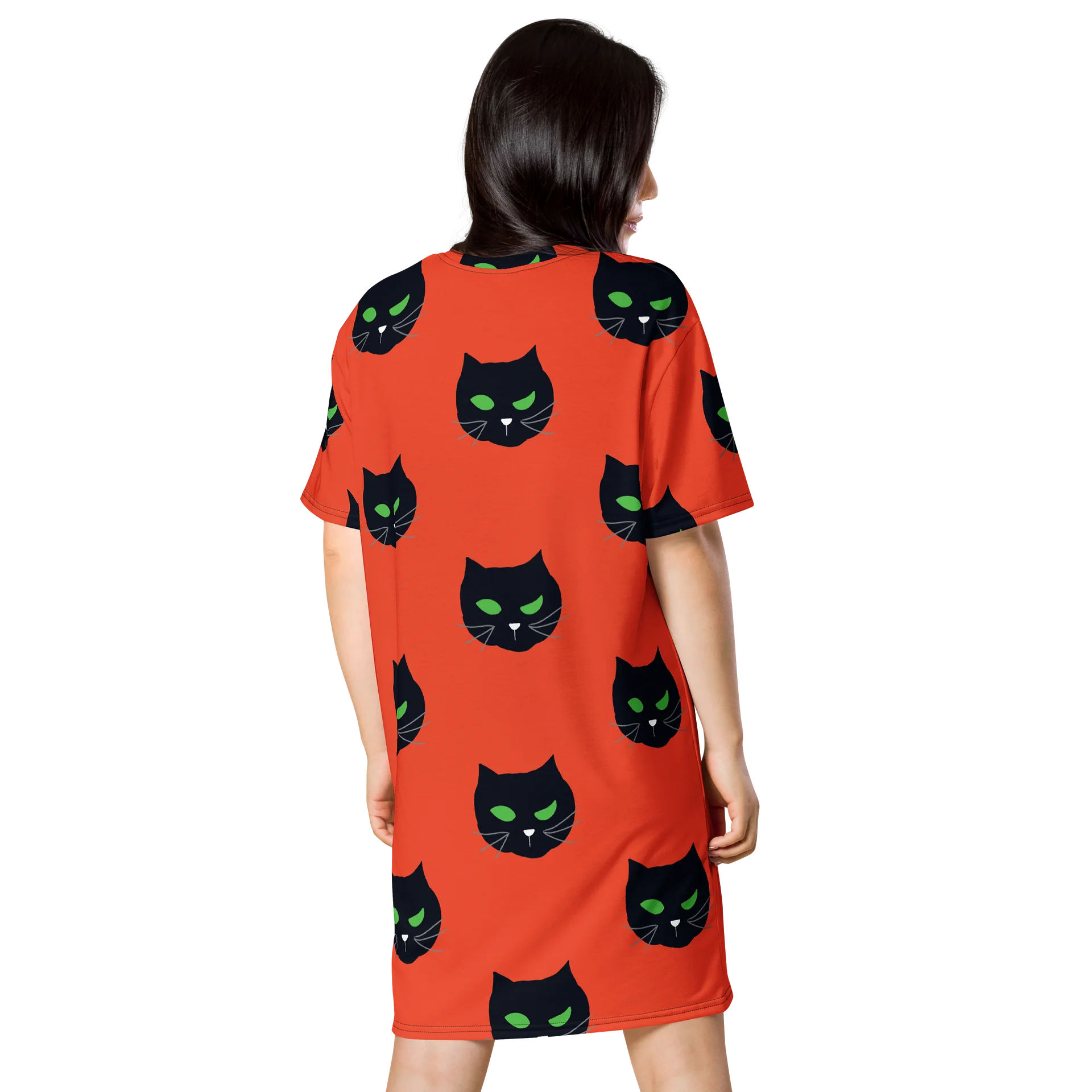 Spooky Cat Face T-Shirt Dress product image (2)