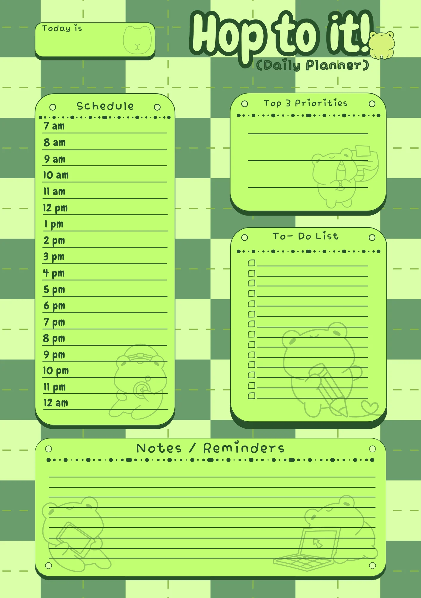 April's Planner Design - Frog Daily, Weekly, and Monthly Planner Sheets (A5 Size) product image (1)
