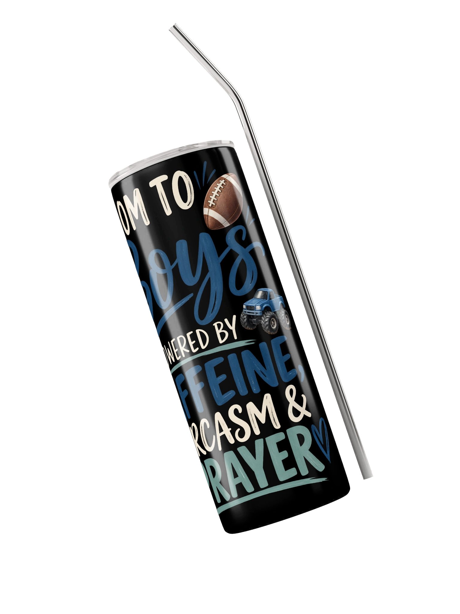 Mom to Boys—Caffeine, Sarcasm & Prayer Tumbler product image (3)