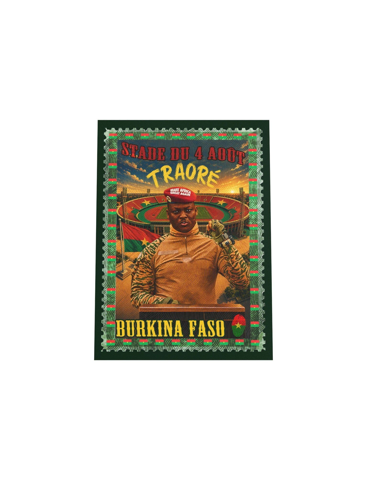 Ibrahim Traoré Vintage Postage Stamp Poster | Stade du 4-Août Burkina Faso Pan-African Wall Art product image (6)