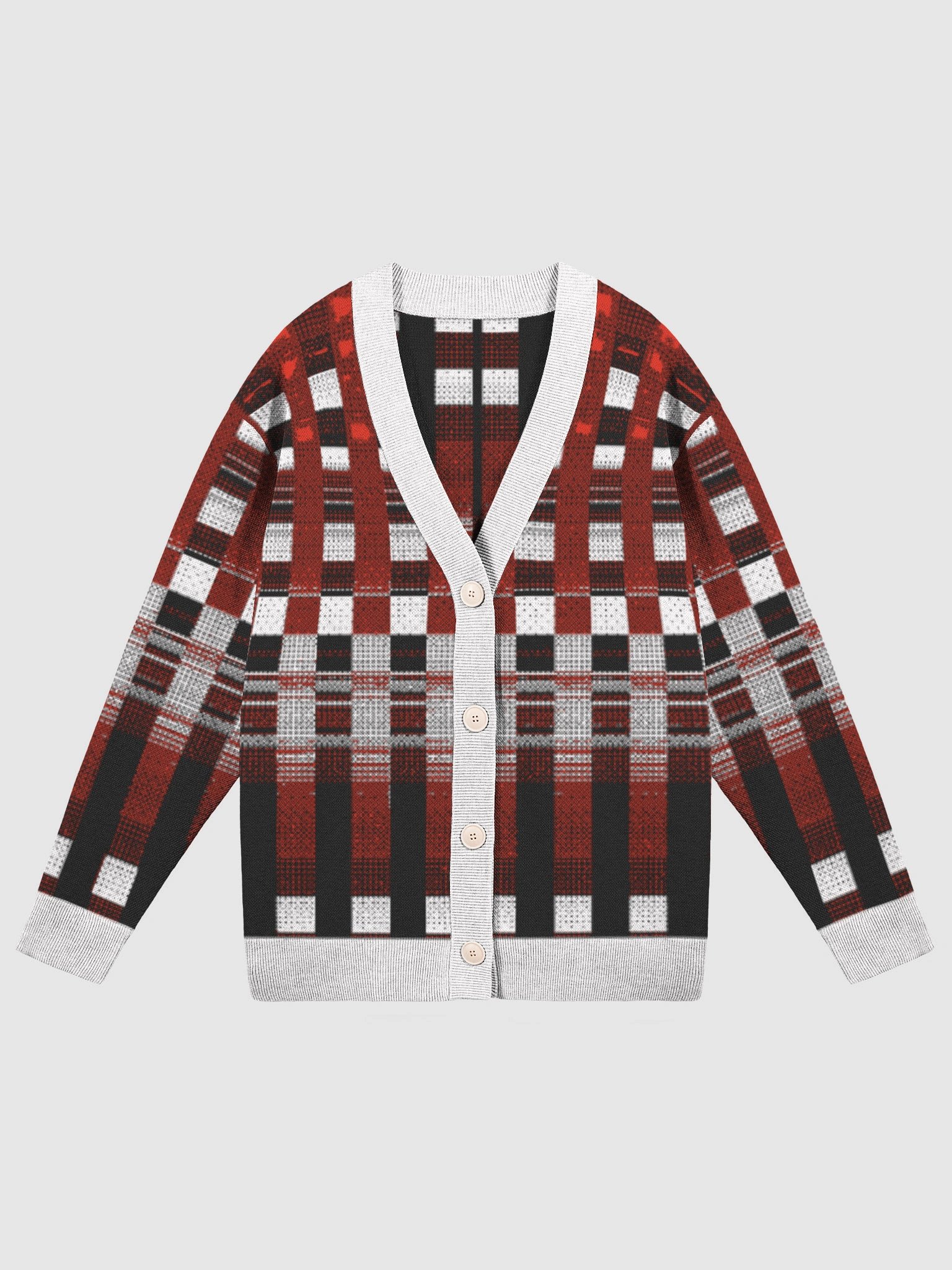 Retro Plaid – Red & Black | Knitted Cardigan product image (1)