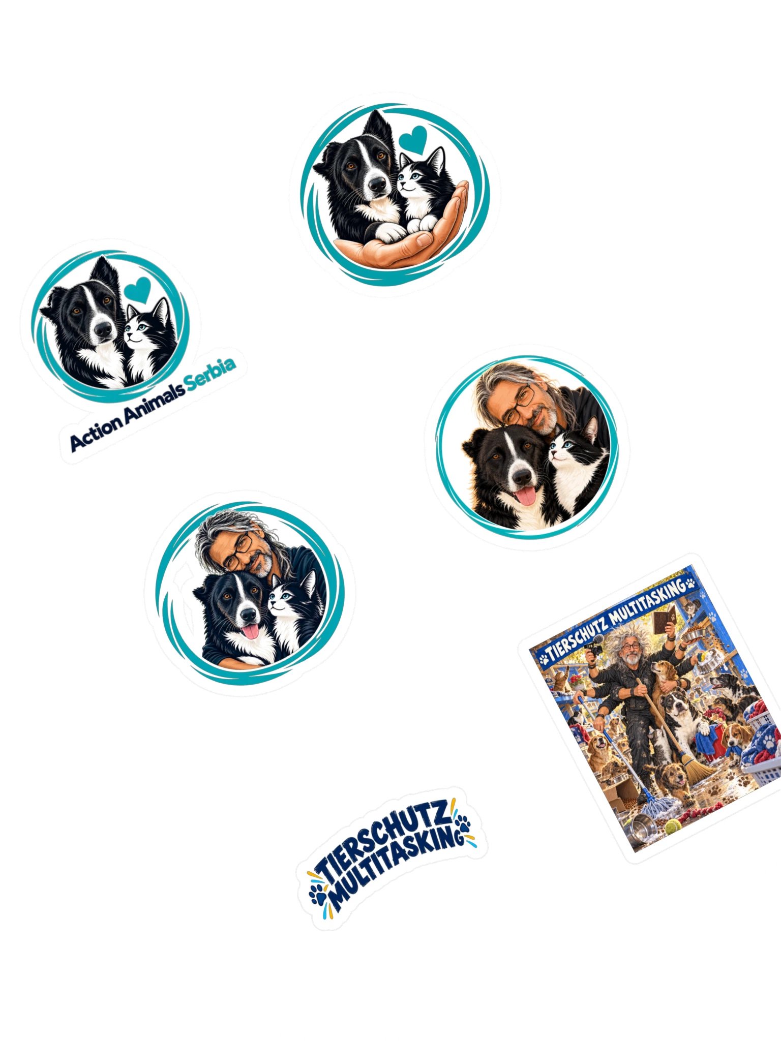6 AAS Motive mit Herz – Stickerbogen | Action Animals Serbia product image (1)
