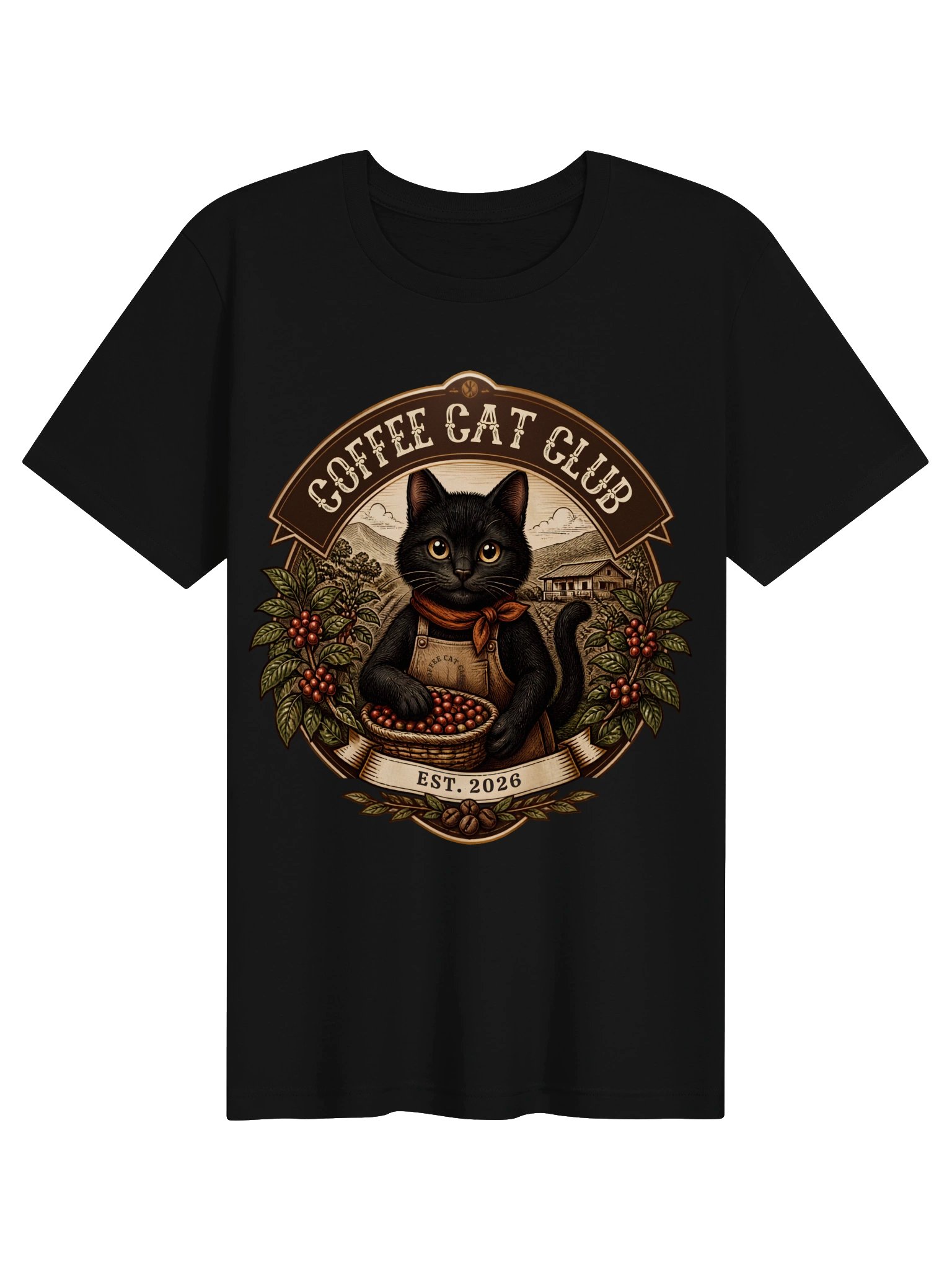 Vintage Coffee Cat Club T-Shirt - Black Cat Barista Retro Coffee Lover Shirt product image (5)