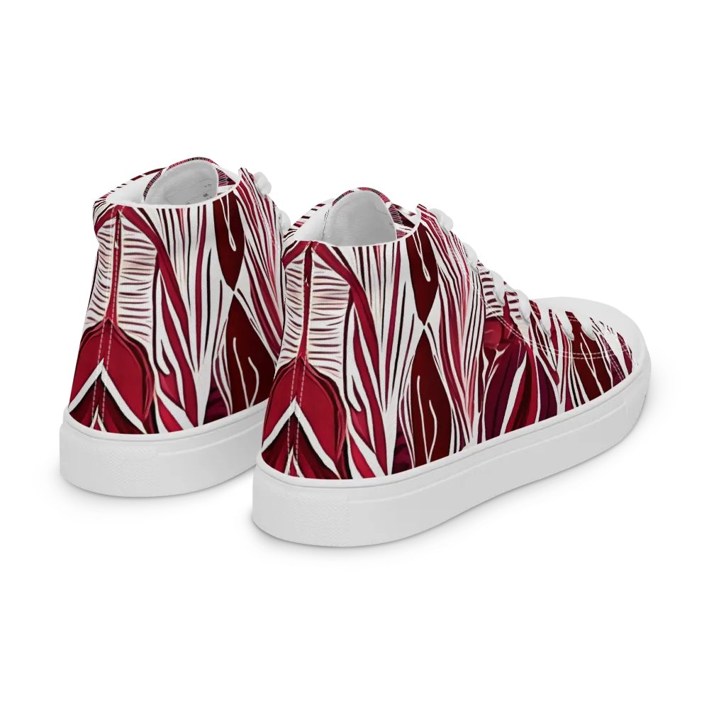 Women's Burgundy & White Abstract Art Painted High Tops product image (8)