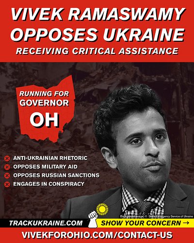 Republican Vivek Ramaswamy @vivekgramaswamy is running for governor of Ohio [OH-Gov] on November 3.

❌Anti-Ukrainian rhetoric...