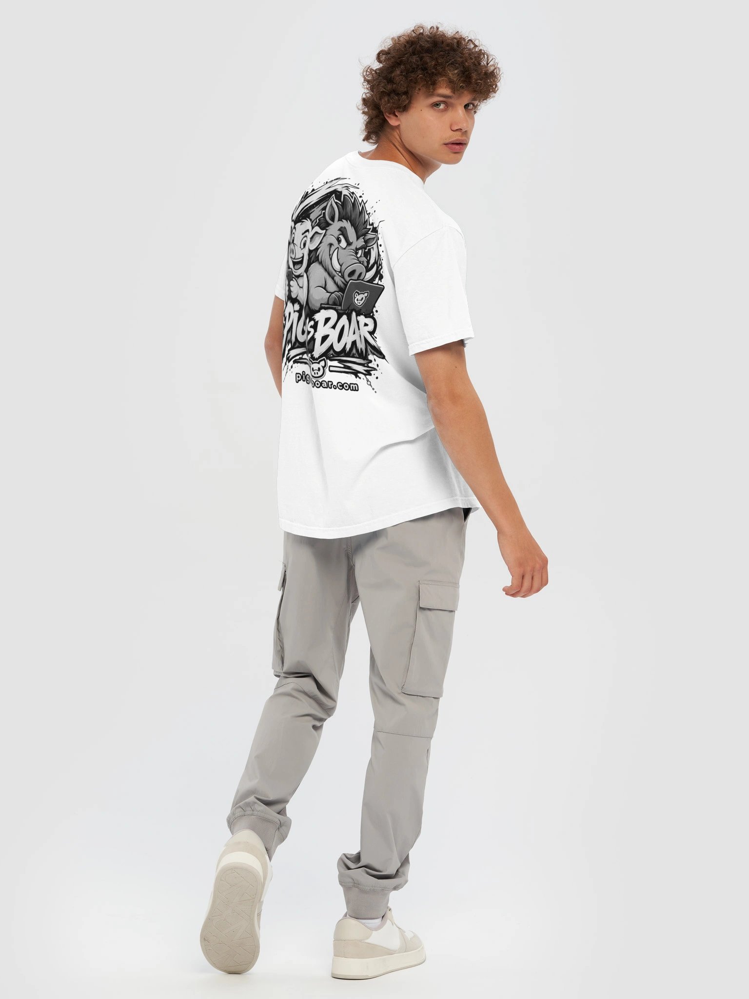 Pig vs Boar Showdown Adult Tee - Black product image (8)
