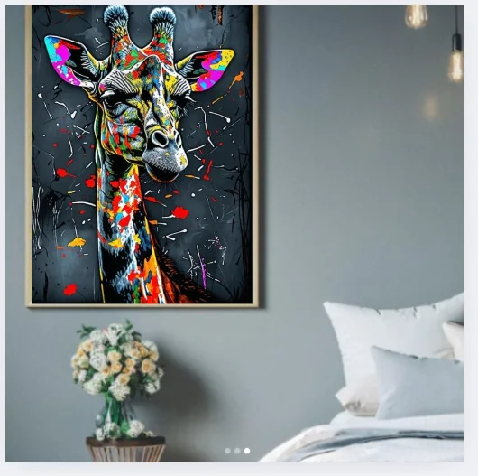 Giraffe Canvas Wall Art | Safari Animal Print | Bold Nursery Decor | Animal Portrait | product image (2)