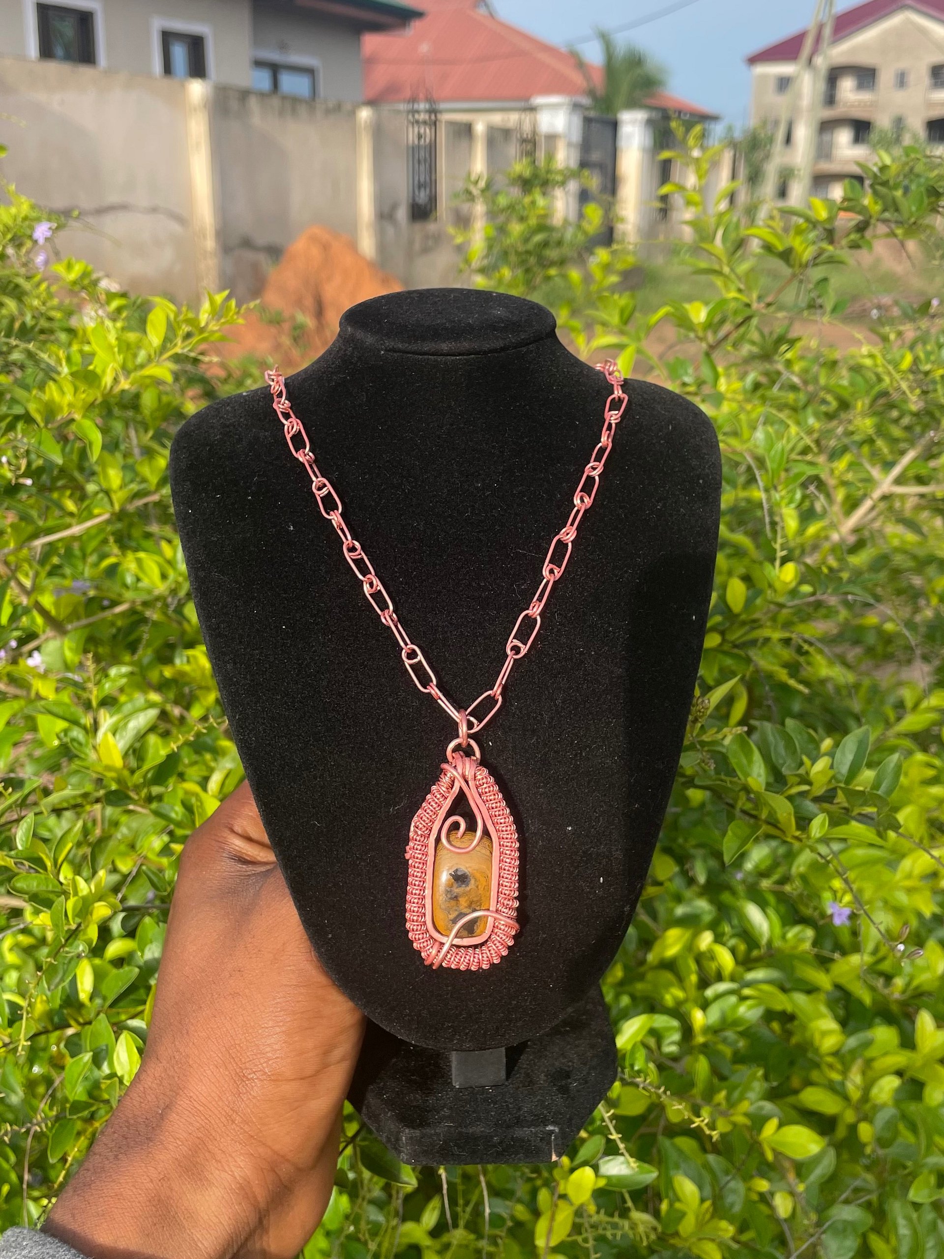 Handcrafted Tiger eye Copper Wire-Wrapped Necklace product image (3)