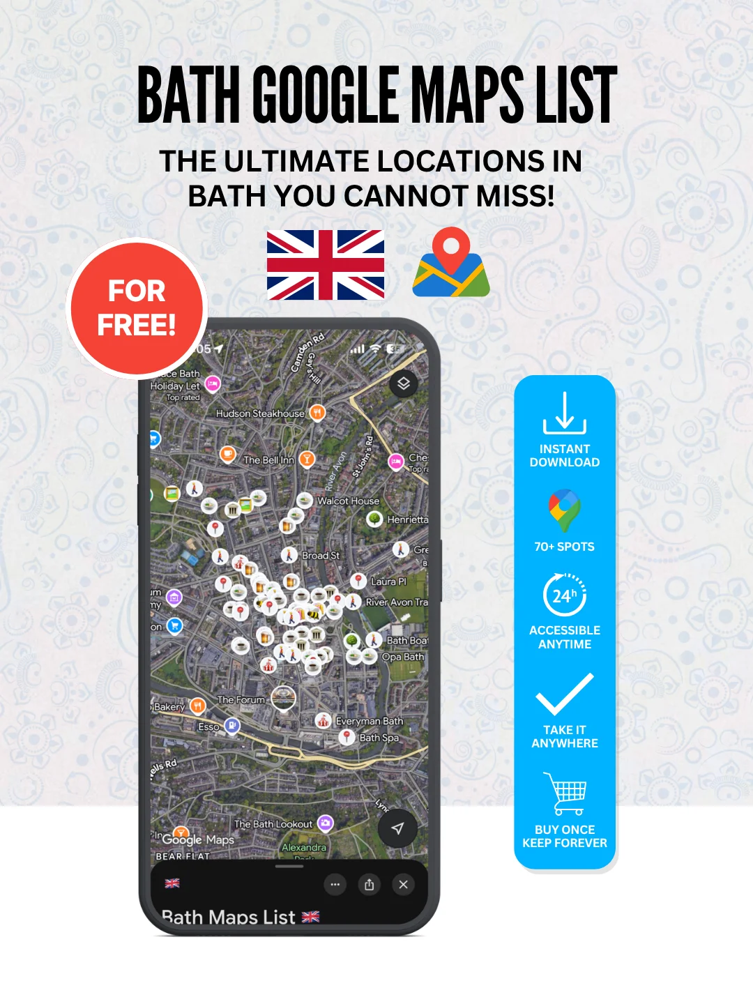 Bath Cheat Sheet + Free Google Maps List (70+ LOCATIONS) product image (3)