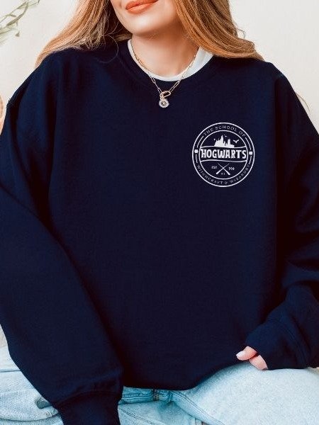 Magical School Badge Cozy Minimalist Fall Sweatshirt product image (10)