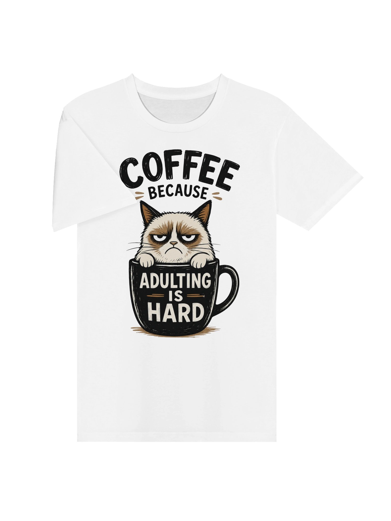 Coffee Because Adulting Is Hard Cat Tee product image (17)