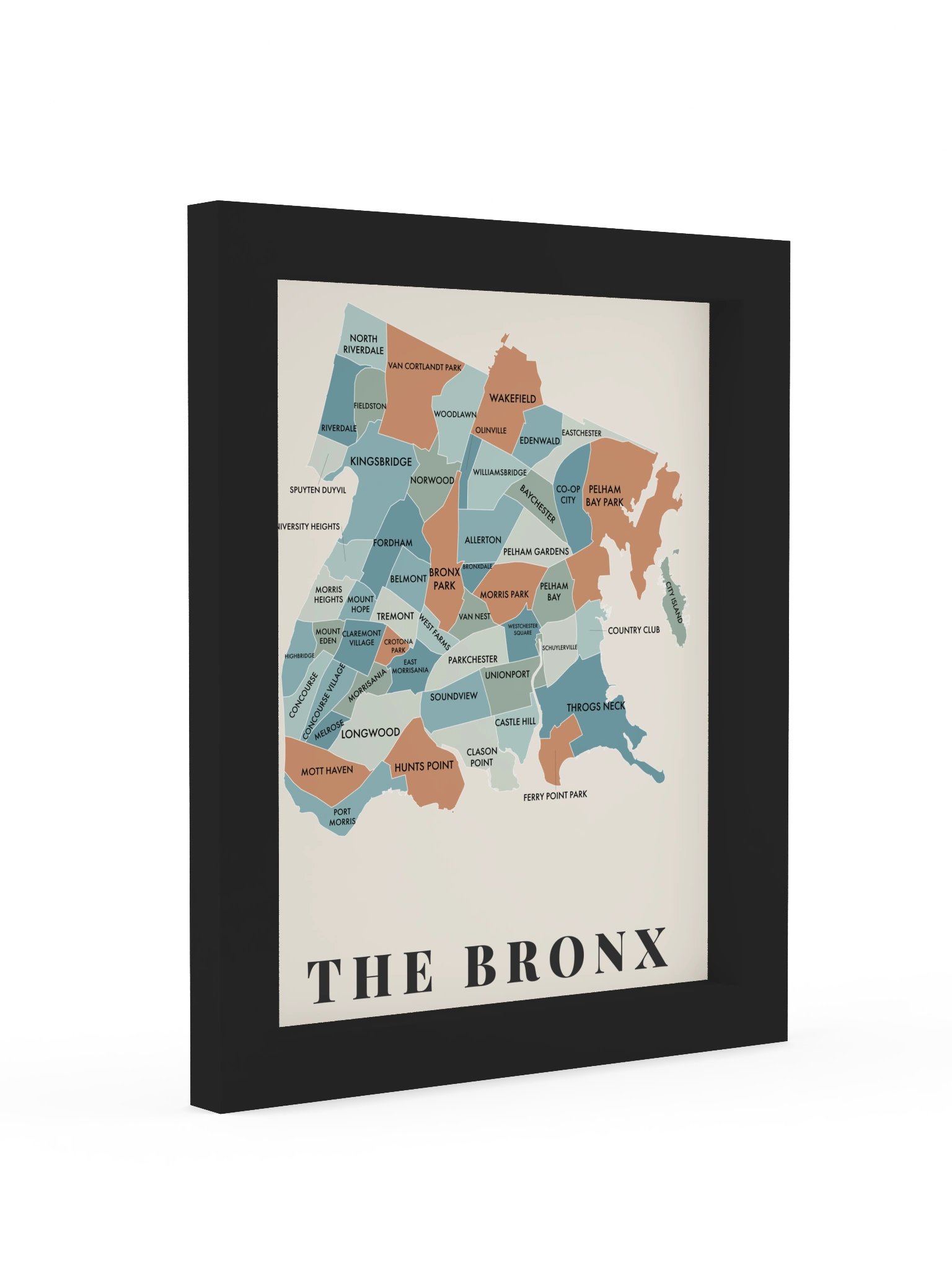 Bronx Neighborhood Map (Patina) [all] | Framed product image (3)