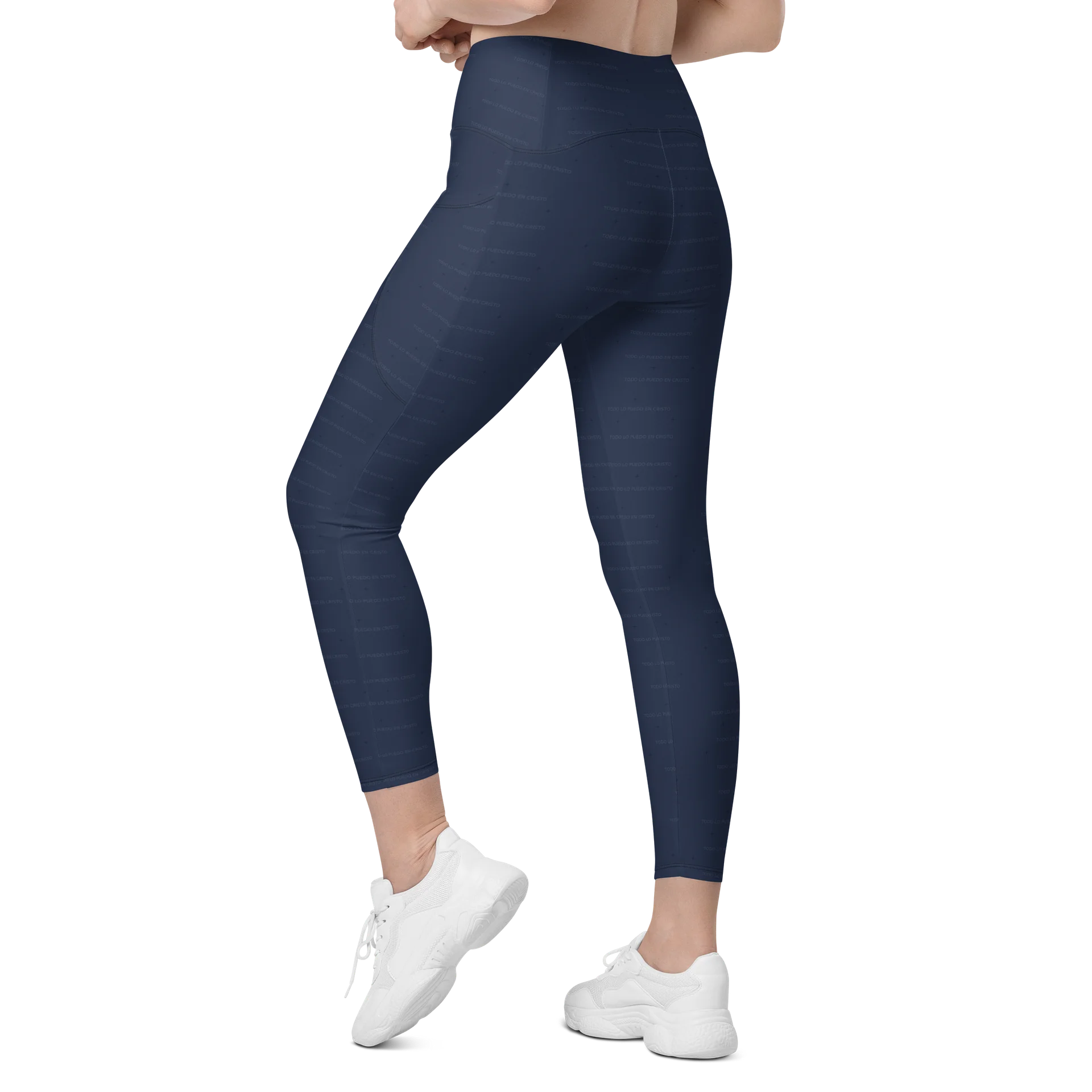 Crossover Leggings with Pockets — Women Who Lift (Navy) product image (11)