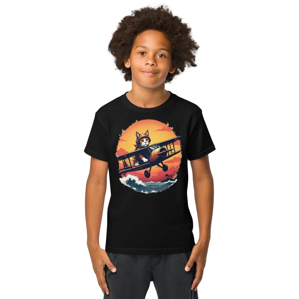 Whimsical Aviator Cat Youth Tee product image (10)