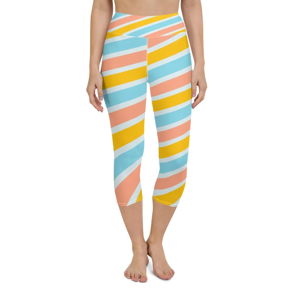 Cheerful Sorbet Stripes All-Over Print Capri Leggings product image (1)