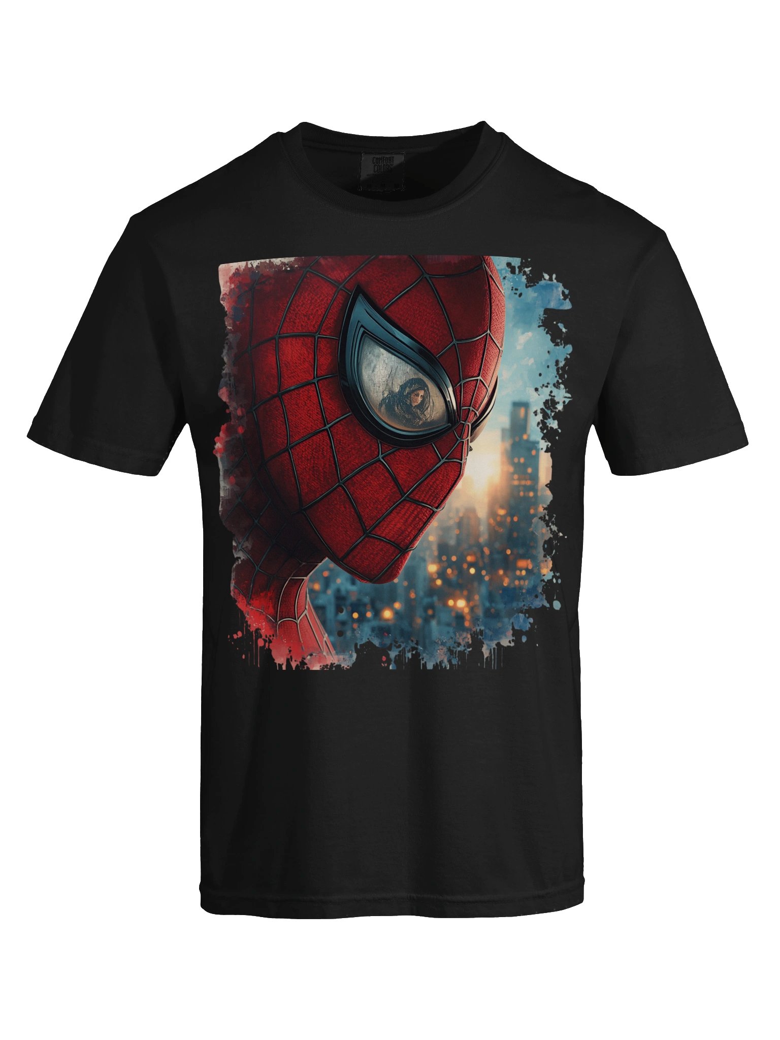 Spider-Man Mask Cinematic Close-Up T-Shirt | Dark Streetwear Marvel Graphic Tee product image (1)