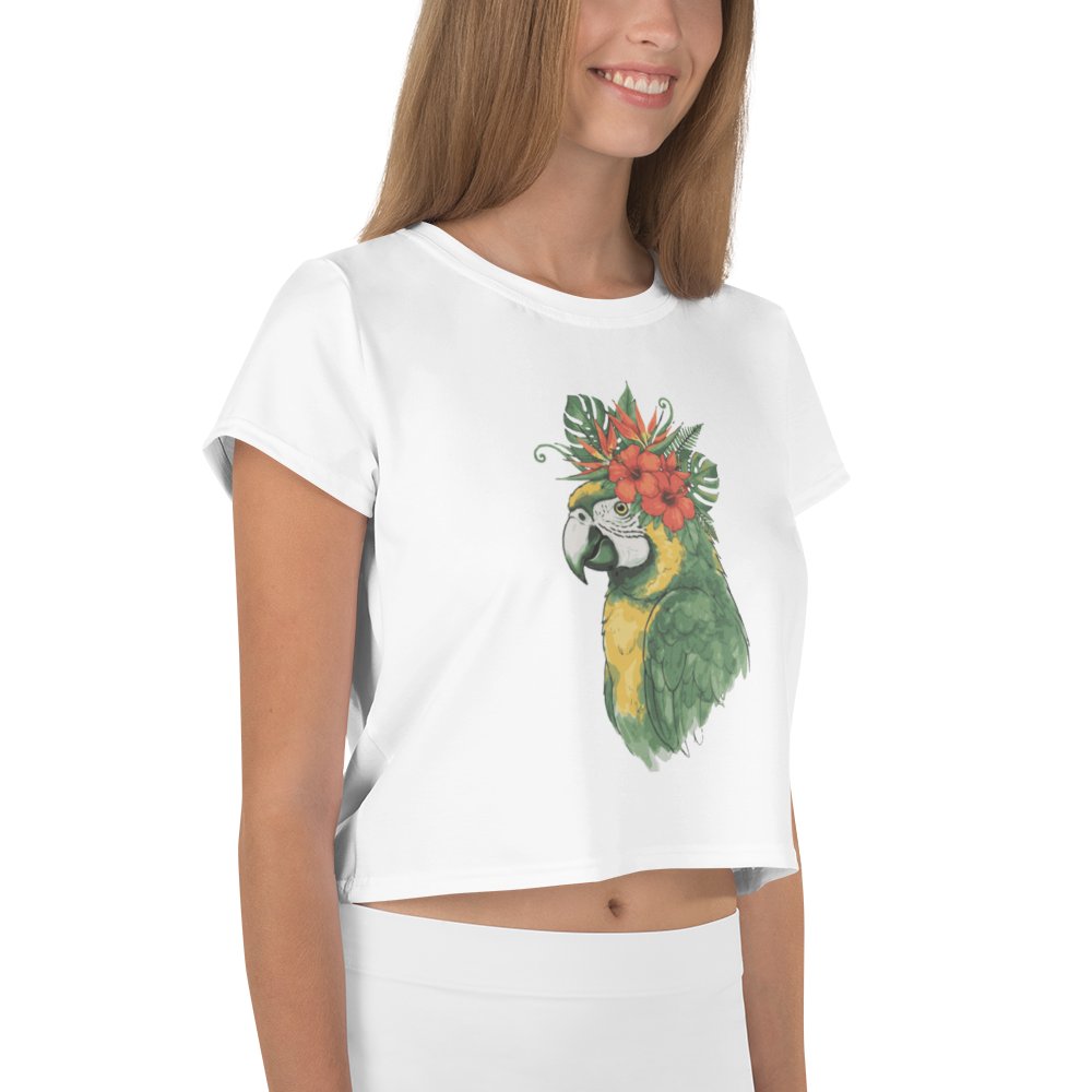 Tropical Macaw All-Over Print Crop Tee product image (4)