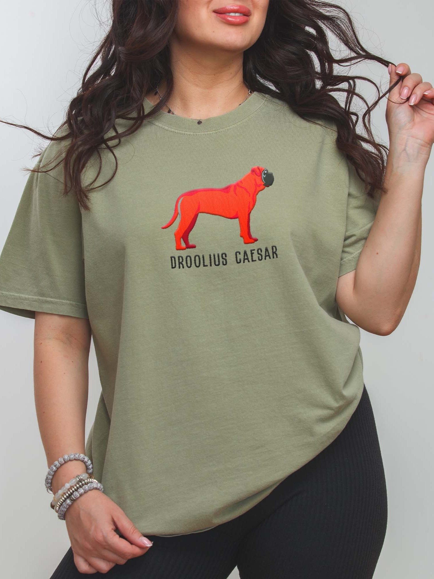 Droolius Caesar T-Shirt(Embroidered) of an English Mastiff(Red) product image (2)