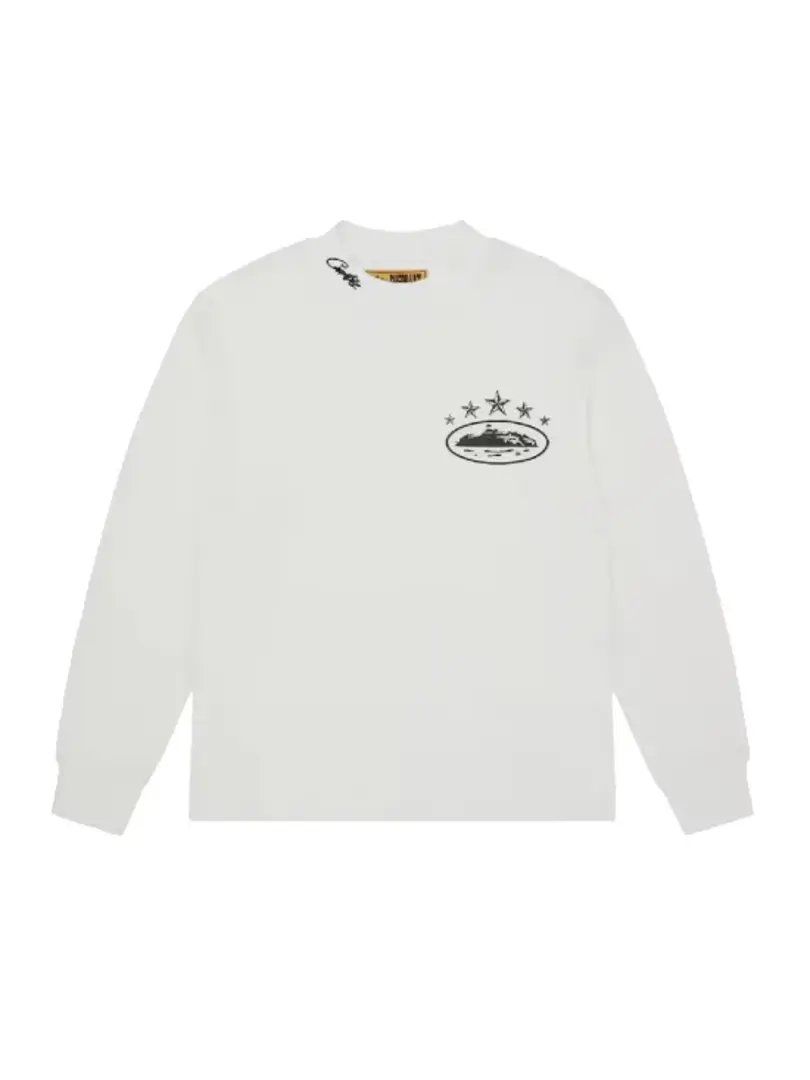 Corteiz 5 Starz Alcatraz Waffle Longsleeve Sweatshirt in White product image (1)