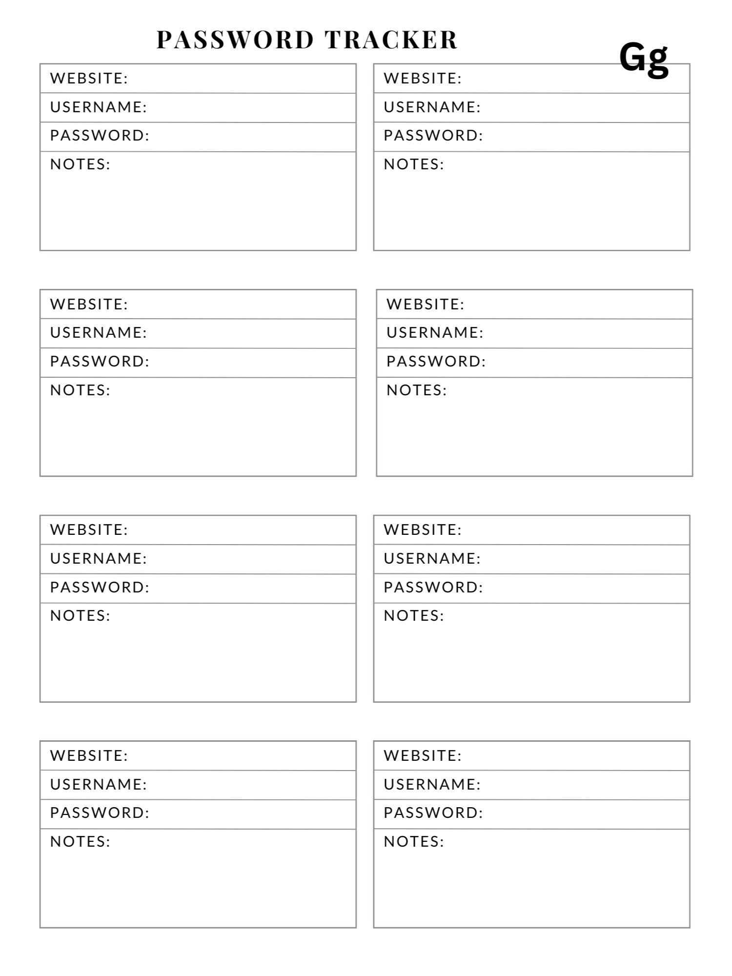 "Account Access Logbook" "Digital Password Tracker: Organized and Secure" "Personal Internet Password Keeper" product image (1)