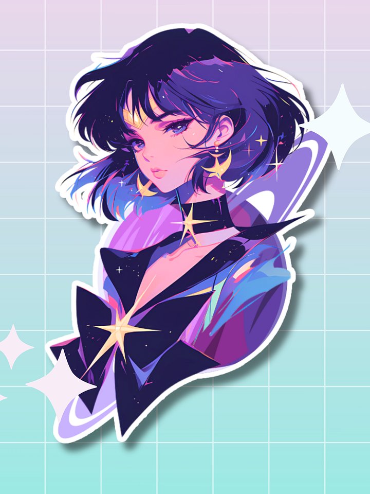 Sailor Saturn 80's anime style sticker product image (1)