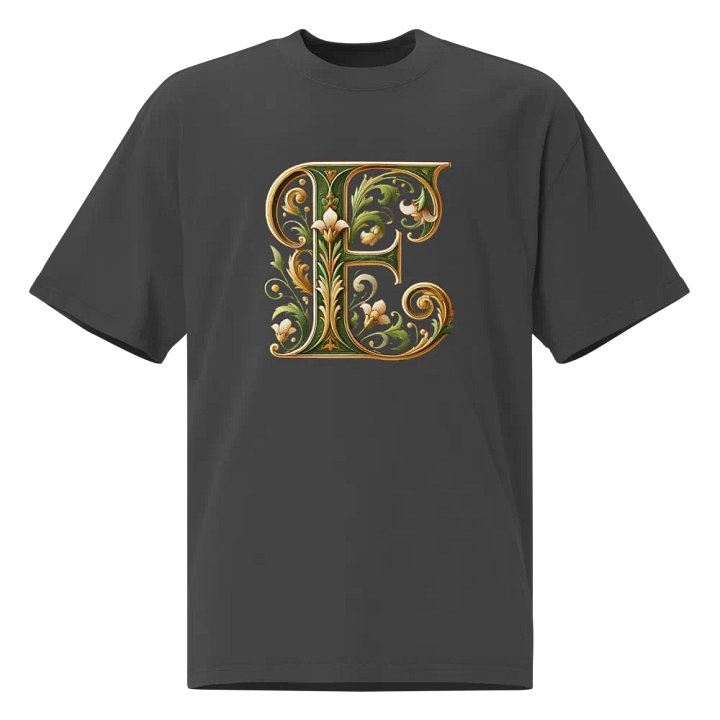 Elegant Floral Letter E Print T-Shirt product image (1)