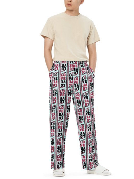 Pure Love Stripes on light green - Unisex Wide-Leg Pants product image (4)