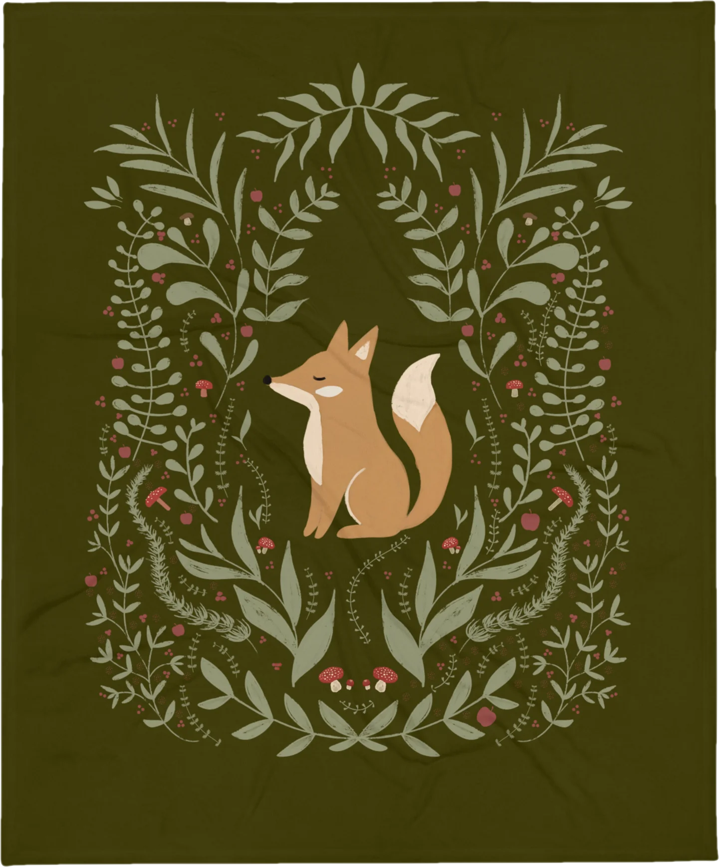 WOODLAND FOX AND FERNS FLEECE BLANKET IN THREE SIZES product image (6)