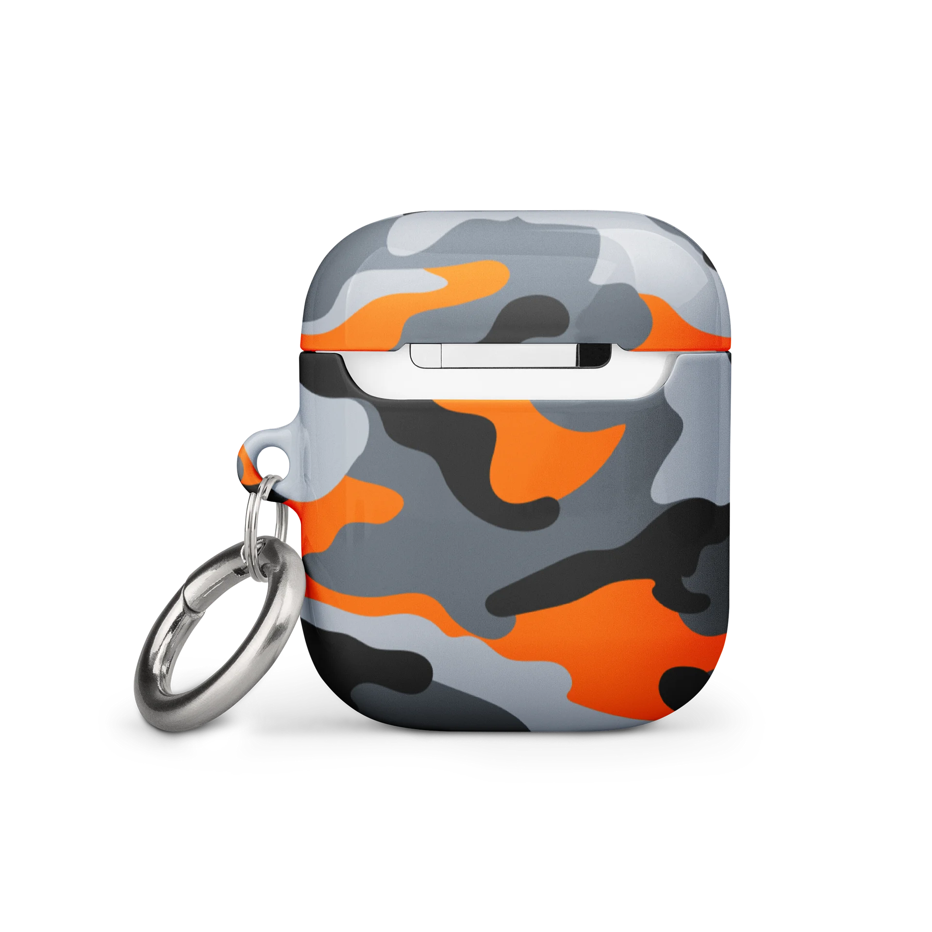 Orange Gray Camo AirPods Case with Carabiner Clip product image (11)