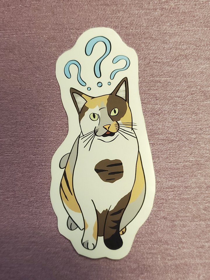Bewildered Cat Hand Cut Vinyl Sticker product image (2)