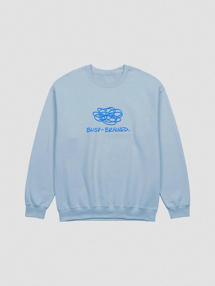 BUSY-BRAINED. (lg. design, aqua thread) embroidered crewneck product image (10)