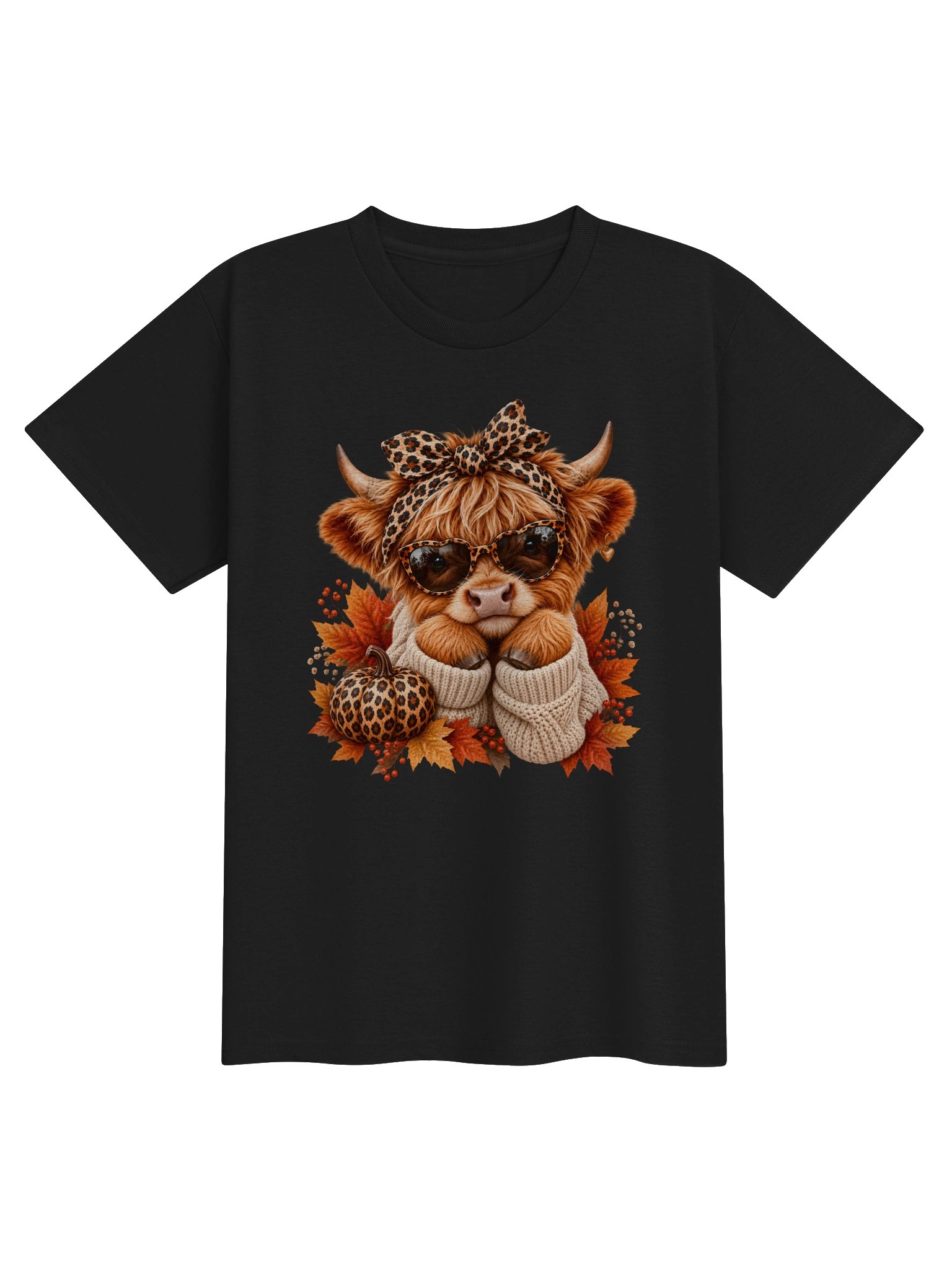 Kids Sassy Highland Cow Fall T-Shirt product image (2)