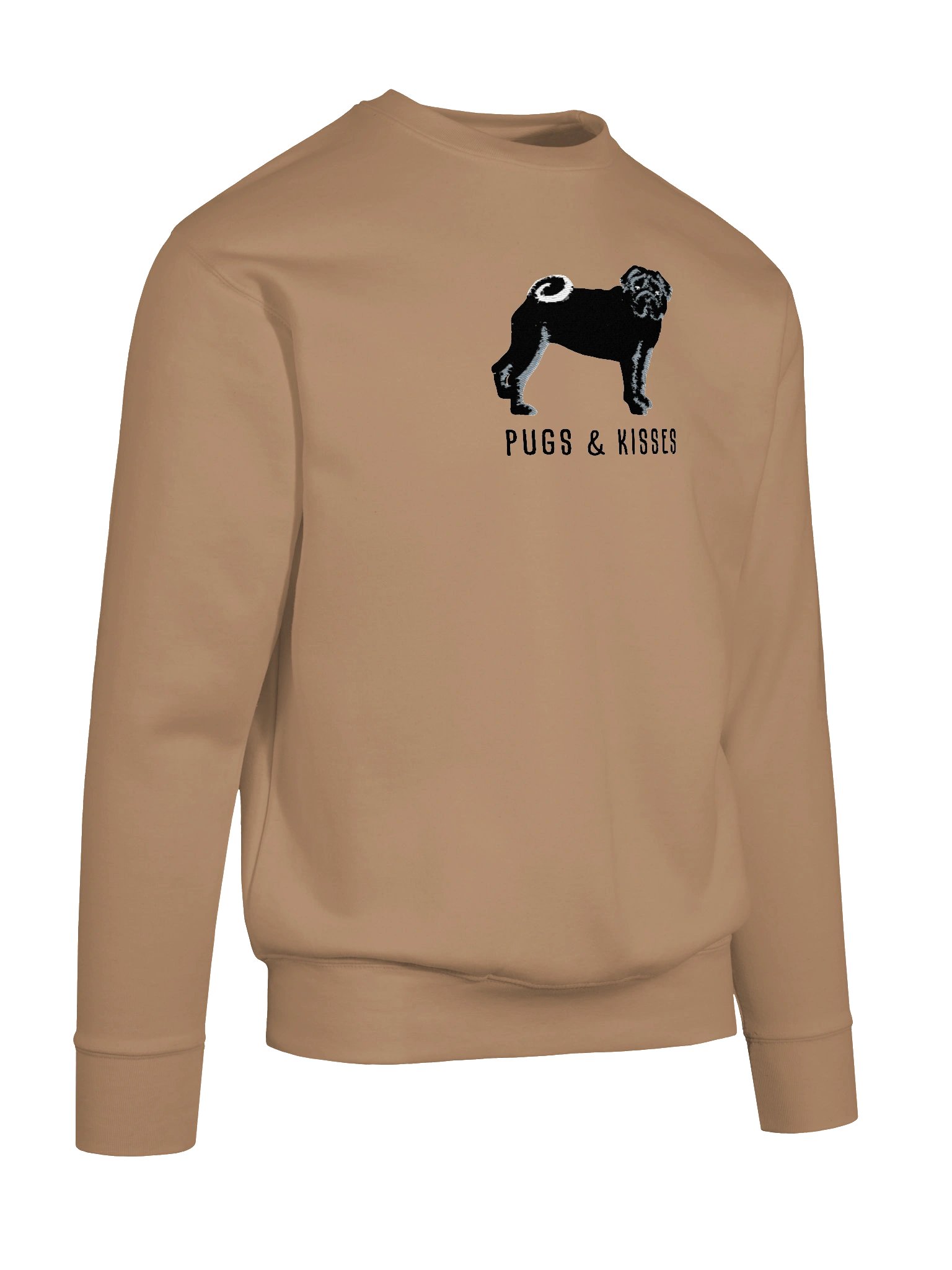 Pugs and Kisses Sweatshirt (Embroidered) of a Pug(Black) product image (10)