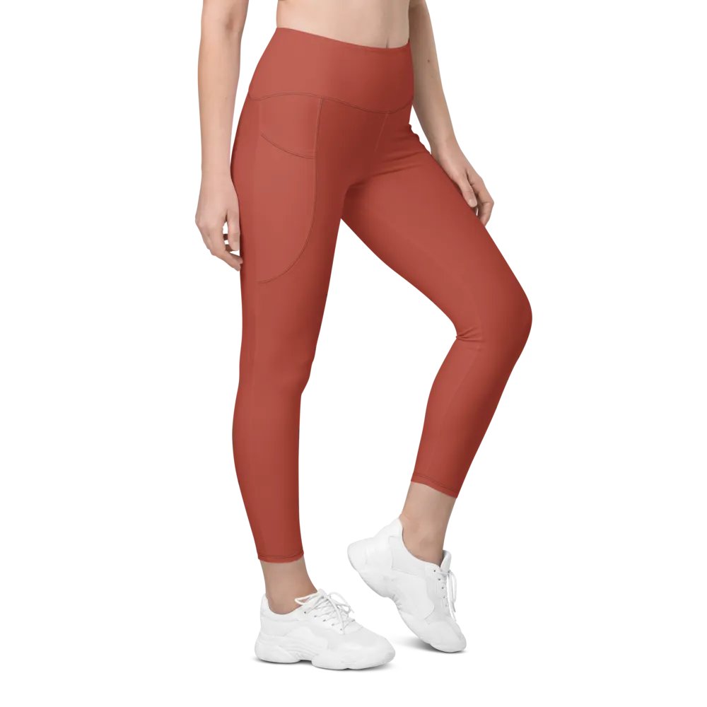 Intense Red Leggings with Pockets product image (7)
