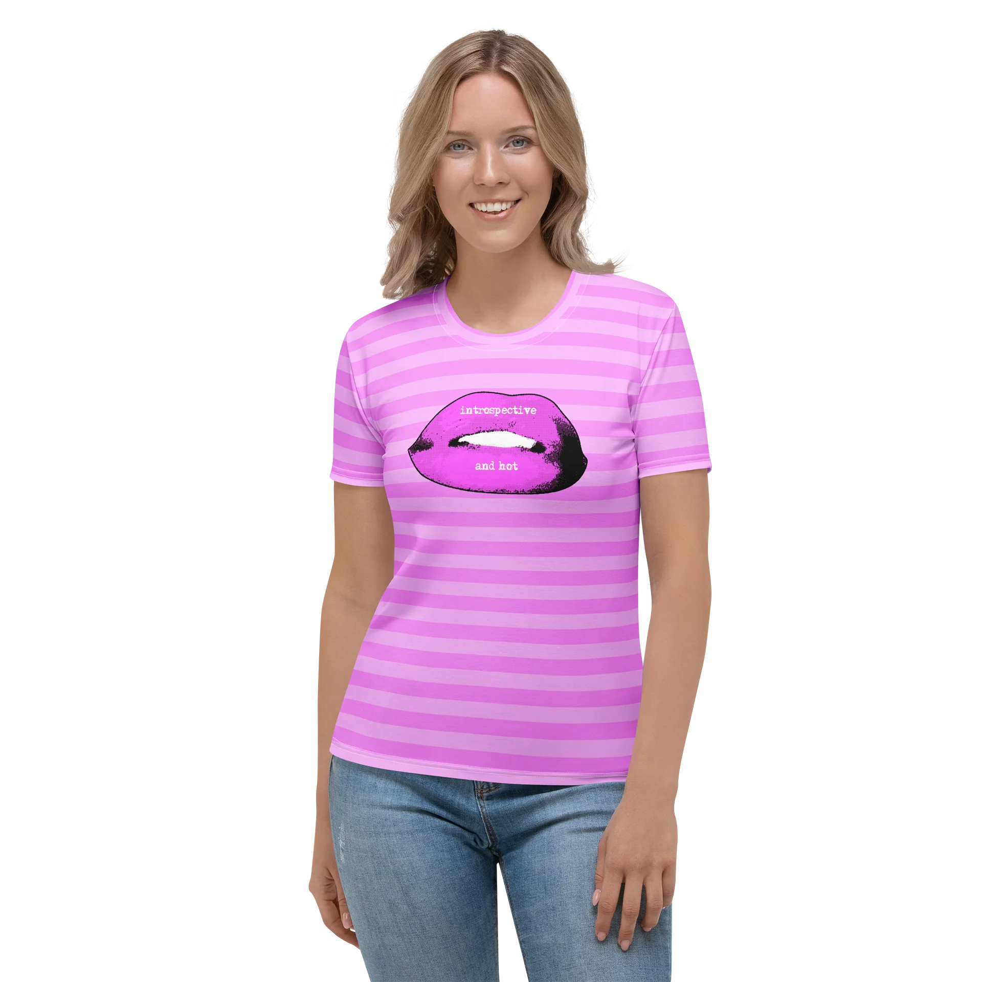 Pink Stripped Lips Designer Tee product image (1)