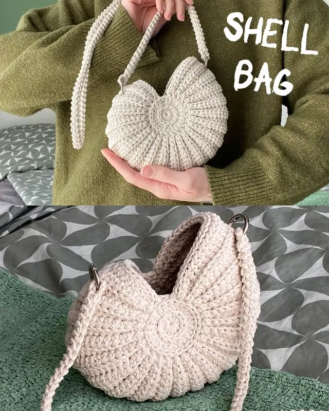 Free tutorial is on my YT: crochetedbyJulia 💌 #crochetshell #shellbag #crochetshellbag #mermaid 