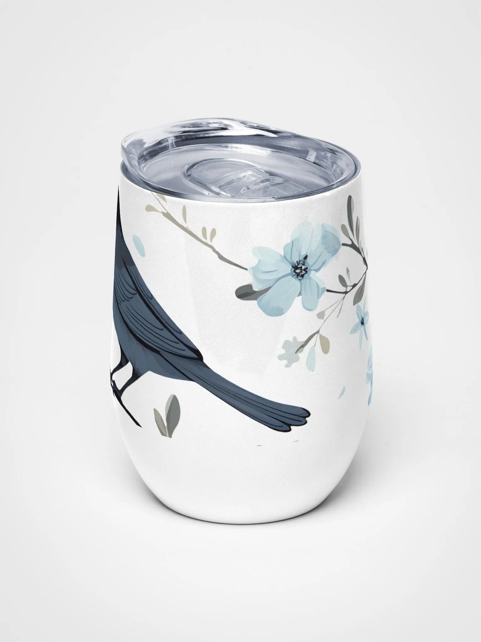 Wine Tumbler with a Crow and Blue Flowers product image (5)
